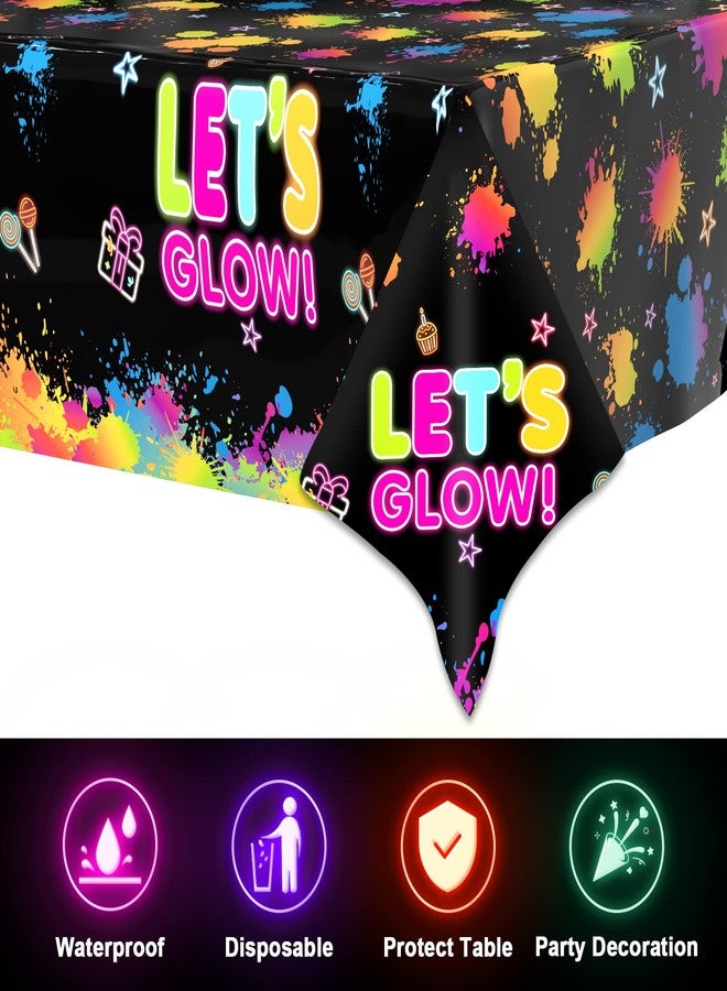 PERFQU 3 Pcs Glow Party Table Covers Neon Tablecloths Glows in The Dark Tablecloths Decorations Neons Table Cover Supplies for Glow Party Favors, Neons Birthday Parties and Black Light Parties - Image 5
